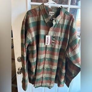 NWT RedHead flannel Men's Plaid Button-Down Shirt in Green and Brown. Men’s 3X.
